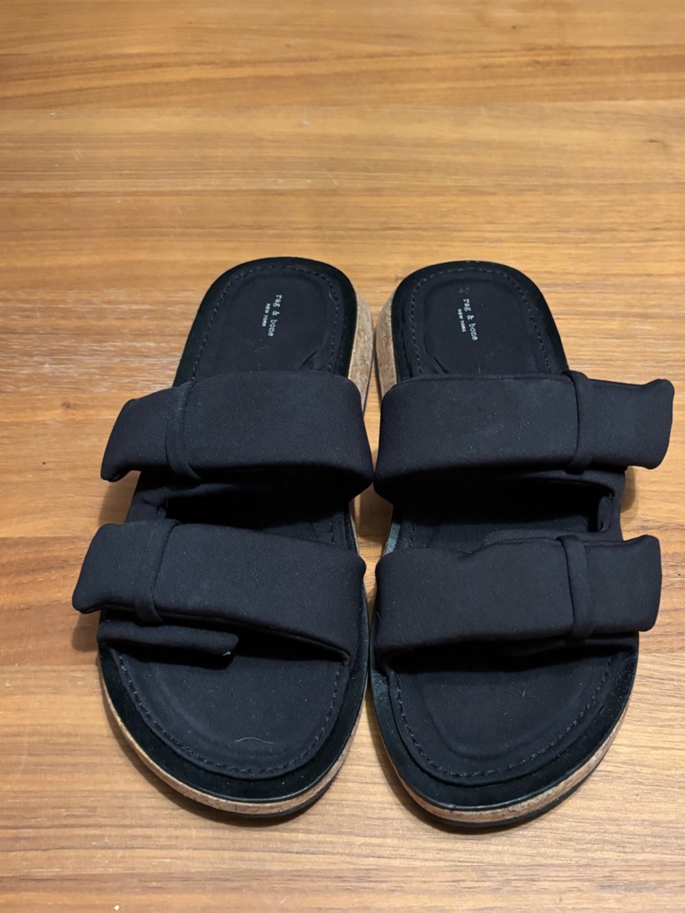 rag & bone Black Double-Band Platform Slide Sandals size 40